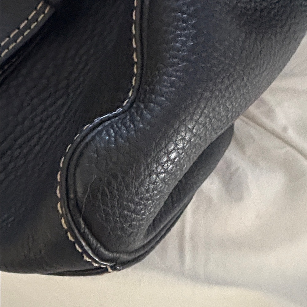 Coach Black Pebbled Chelsea Leather Satchel with Silver Tone  Accents - Picture 9 of 13
